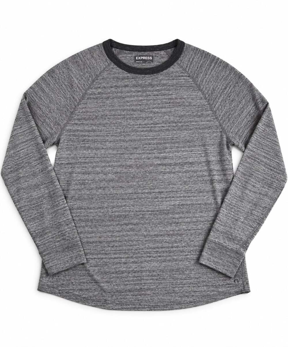EXPRESS Heather Gray Long Sleeve Raglan Shirt Mens Size L